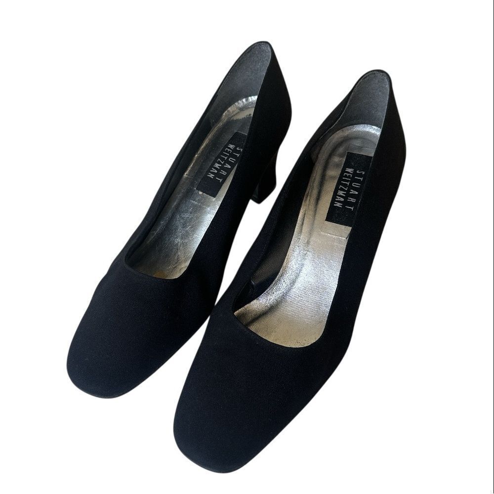 STUART WEITZMAN Black Pumps Cloth Block Heel